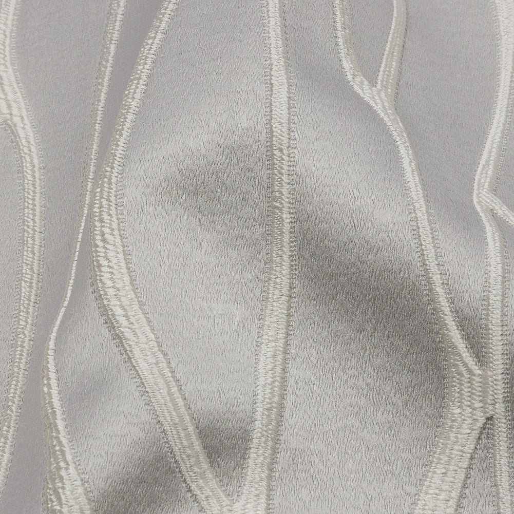 Satin-Faced Drapery Jacquard - Silver Rippling Lines - British Imported
