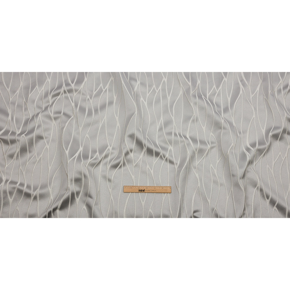 Satin-Faced Drapery Jacquard - Silver Rippling Lines - British Imported