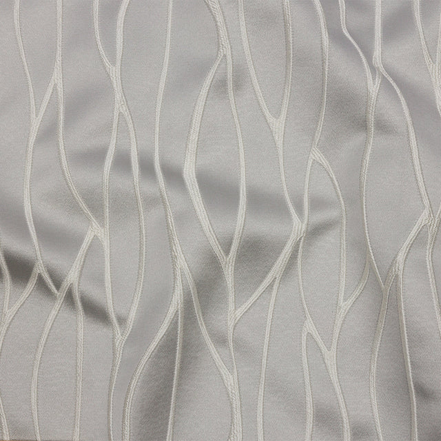 Satin-Faced Drapery Jacquard - Silver Rippling Lines - British Imported