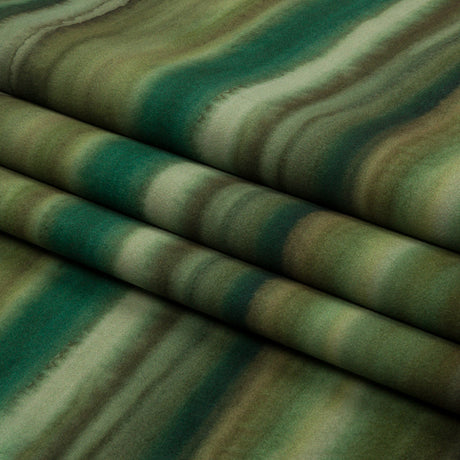 Printed Polyester Velvet - Olive Painterly Stripes - British Imported