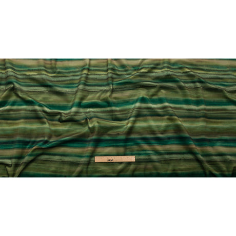 Printed Polyester Velvet - Olive Painterly Stripes - British Imported