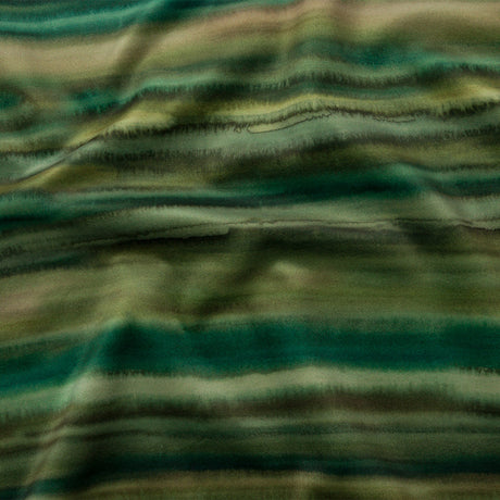 Printed Polyester Velvet - Olive Painterly Stripes - British Imported