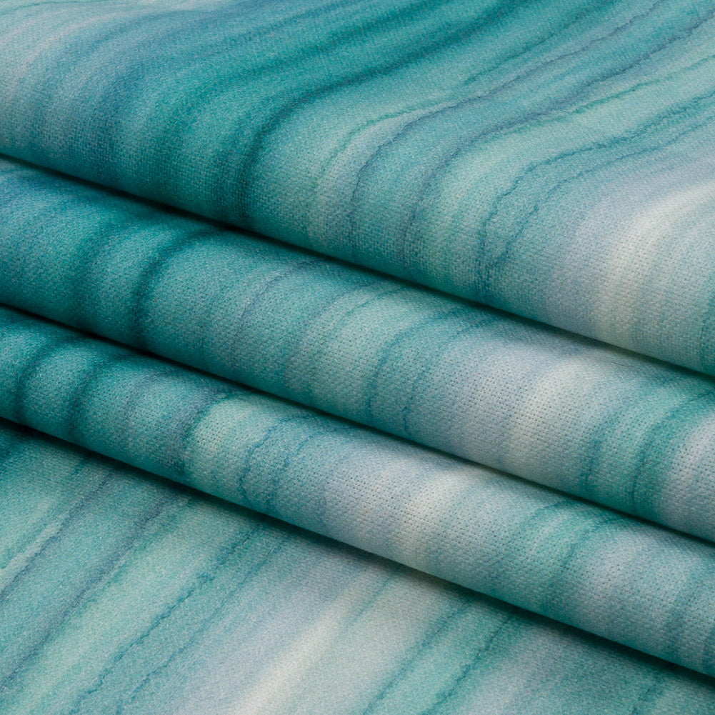 Cotton Canvas Print - Verdigris Painterly Stripes - British Imported