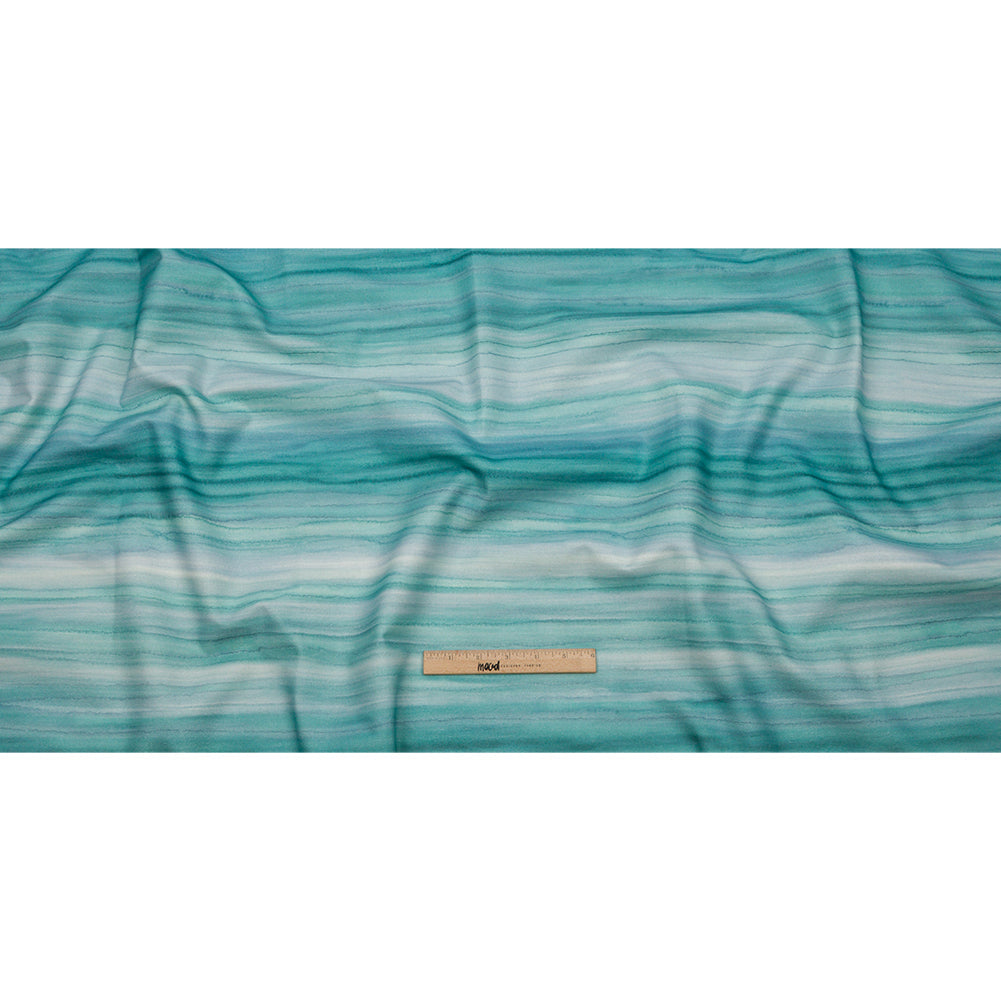 Cotton Canvas Print - Verdigris Painterly Stripes - British Imported