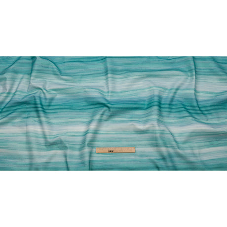 Cotton Canvas Print - Verdigris Painterly Stripes - British Imported