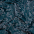 Satin-Faced Drapery Jacquard - Navy Fennel Flowers - British Imported