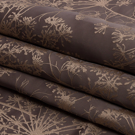 Satin-Faced Drapery Jacquard - Mocha Fennel Flowers - British Imported