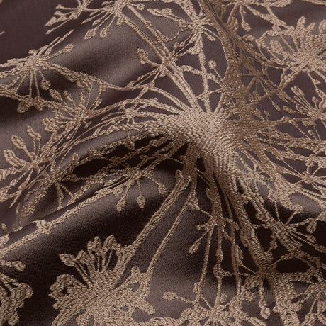 Satin-Faced Drapery Jacquard - Mocha Fennel Flowers - British Imported