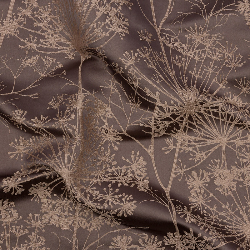 Satin-Faced Drapery Jacquard - Mocha Fennel Flowers - British Imported