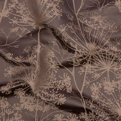 Satin-Faced Drapery Jacquard - Mocha Fennel Flowers - British Imported