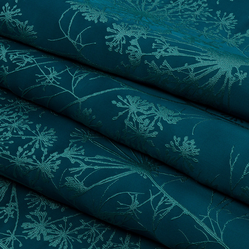 Satin-Faced Drapery Jacquard - Peacock Fennel Flowers - British Imported