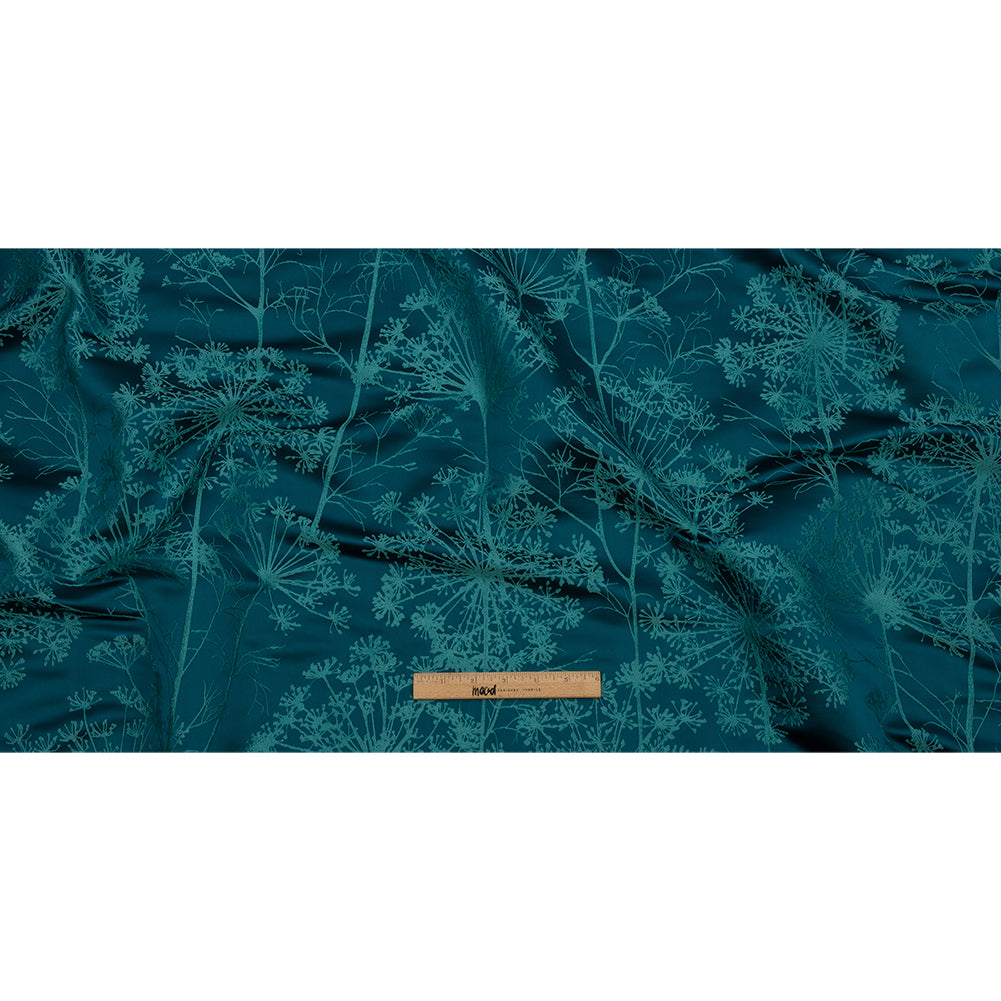 Satin-Faced Drapery Jacquard - Peacock Fennel Flowers - British Imported