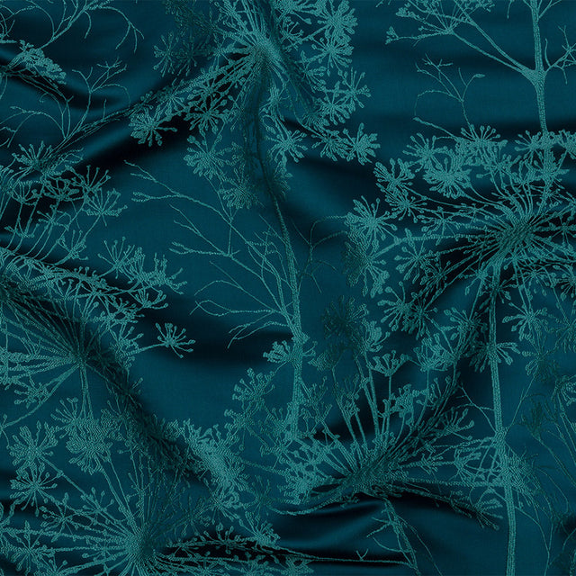 Satin-Faced Drapery Jacquard - Peacock Fennel Flowers - British Imported