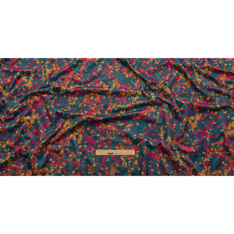 Printed Polyester Velvet - Rainbow Berry Vines - British Imported
