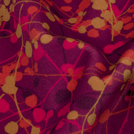 Printed Polyester Velvet - Sunset Berry Vines - British Imported