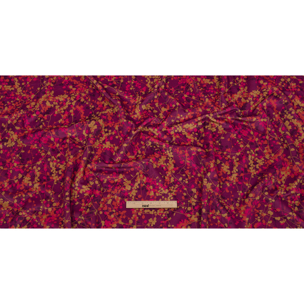 Printed Polyester Velvet - Sunset Berry Vines - British Imported