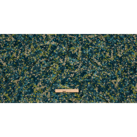 Printed Polyester Velvet - French Navy Berry Vines - British Imported