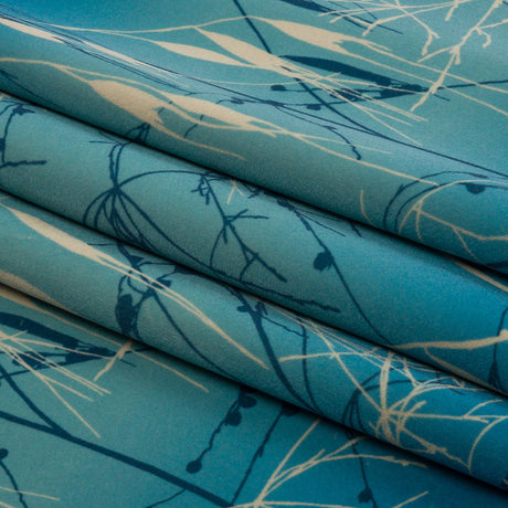 Printed Polyester Velvet - French Navy Meadow Grass Ombre - British Imported
