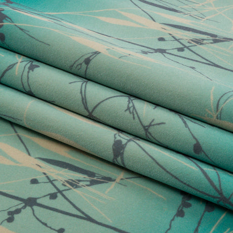 Printed Polyester Velvet - Verdigris Meadow Grass Ombre - British Imported