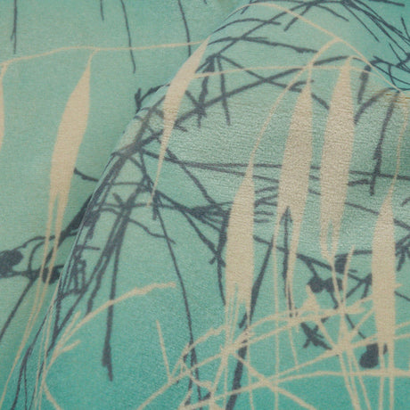 Printed Polyester Velvet - Verdigris Meadow Grass Ombre - British Imported