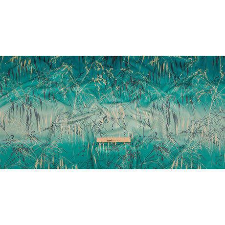 Printed Polyester Velvet - Verdigris Meadow Grass Ombre - British Imported