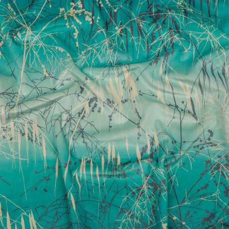Printed Polyester Velvet - Verdigris Meadow Grass Ombre - British Imported