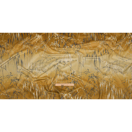 Printed Polyester Velvet - Yellow Ochre Meadow Grass Ombre - British Imported