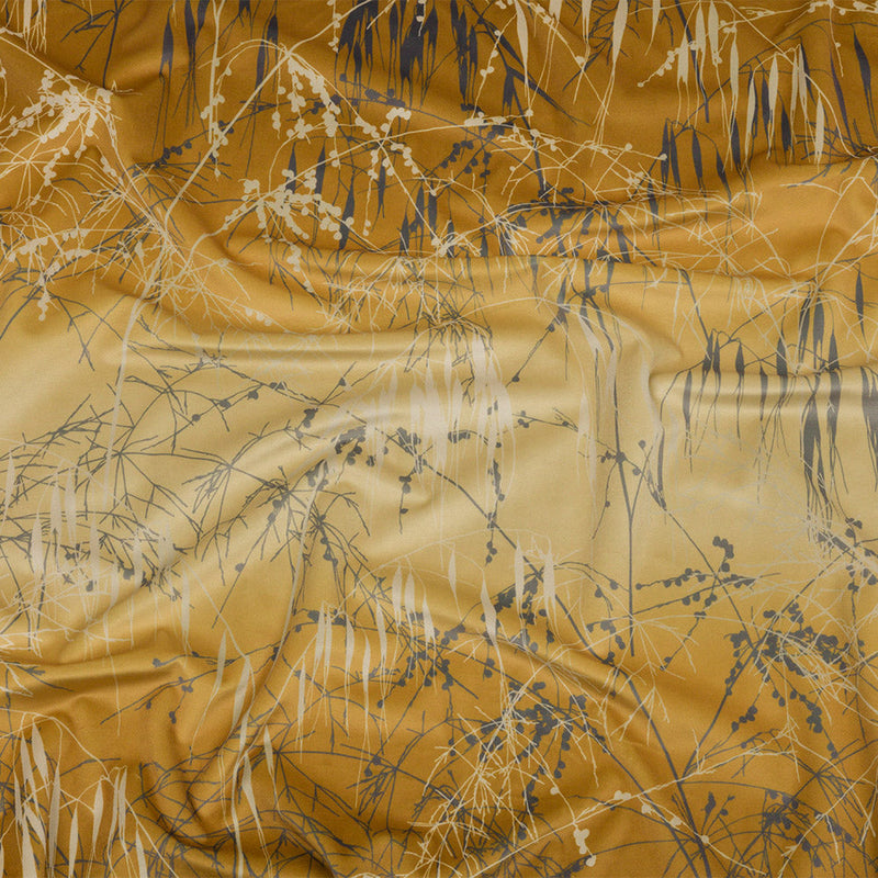Printed Polyester Velvet - Yellow Ochre Meadow Grass Ombre - British Imported