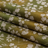 Drapery Jacquard - Olive Ombre Stripes and Little Flowers - British Imported