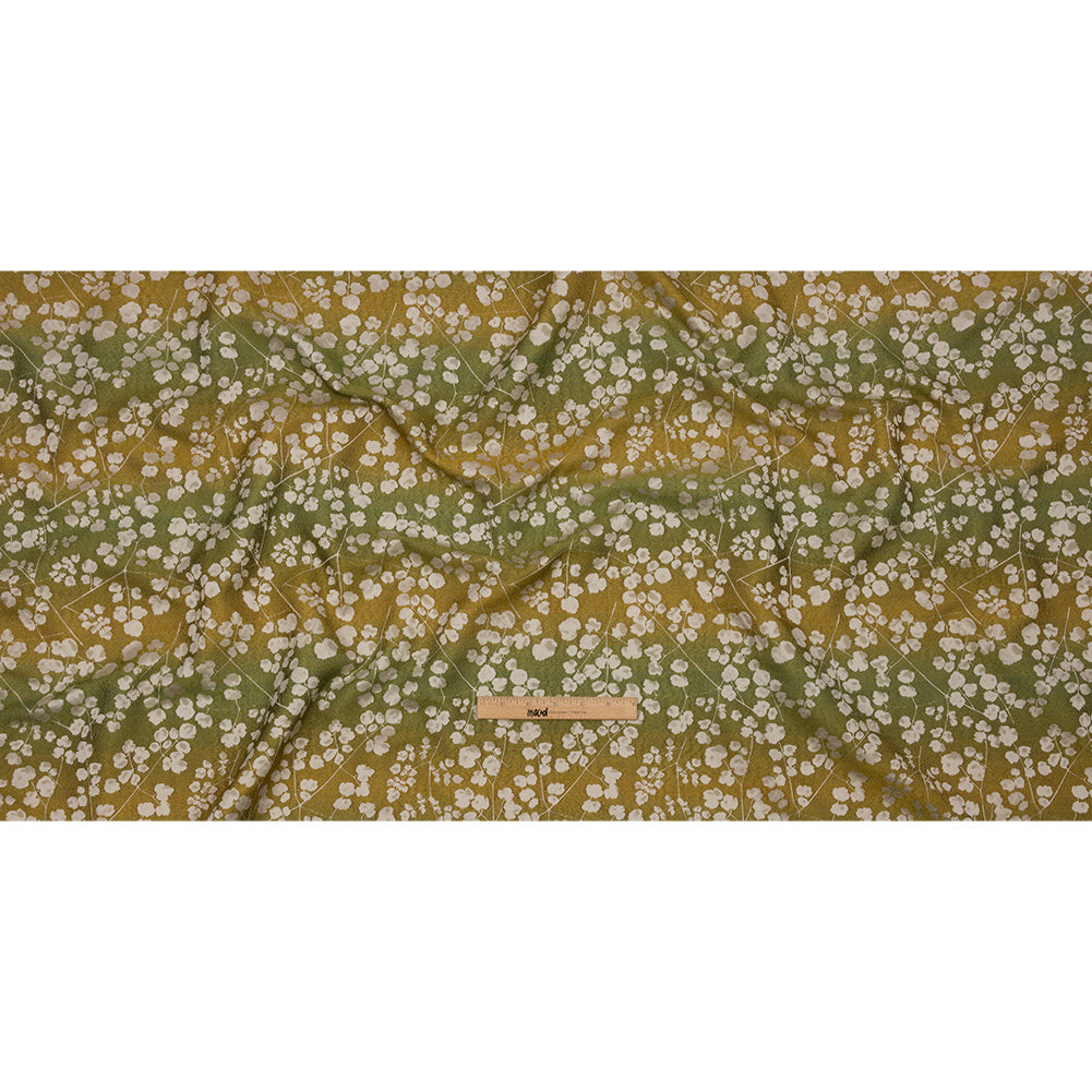 Drapery Jacquard - Olive Ombre Stripes and Little Flowers - British Imported