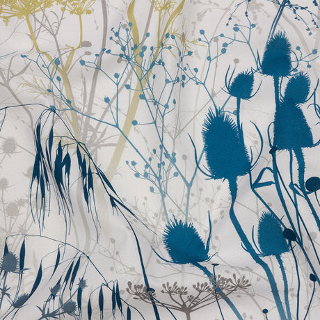 Cotton Canvas Print - Blue Wildflower Branches - British Imported