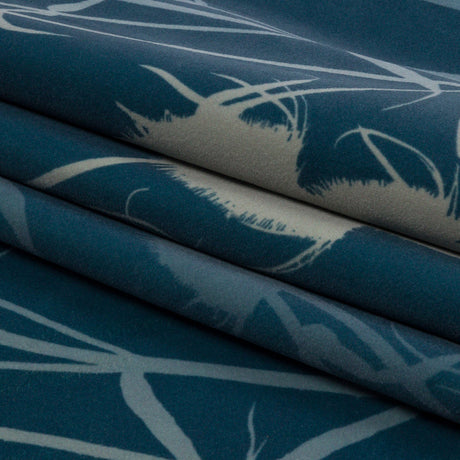 Printed Polyester Velvet - French Navy Thistle Stems - British Imported