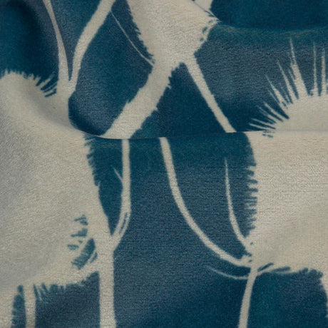Printed Polyester Velvet - French Navy Thistle Stems - British Imported