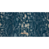 Printed Polyester Velvet - French Navy Thistle Stems - British Imported