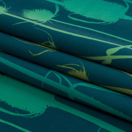 Printed Polyester Velvet - Peacock Thistle Stems - British Imported