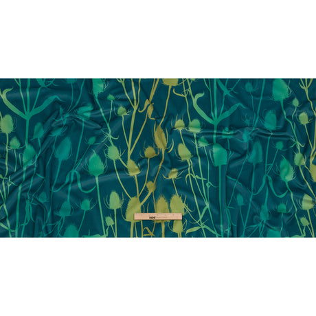 Printed Polyester Velvet - Peacock Thistle Stems - British Imported