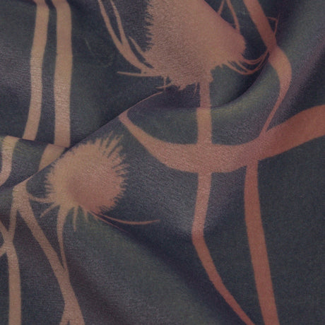 Printed Polyester Velvet - Shell Thistle Stems - British Imported
