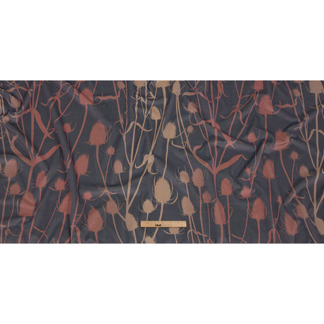 Printed Polyester Velvet - Shell Thistle Stems - British Imported