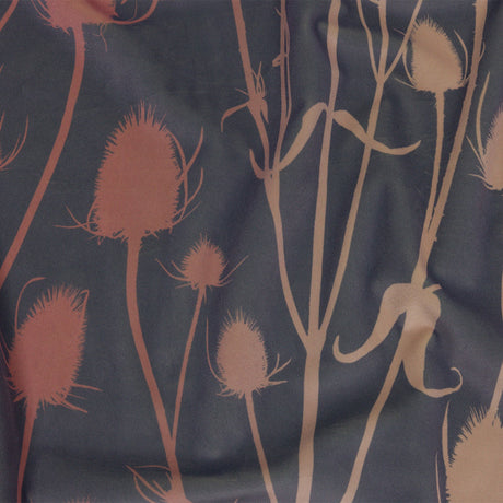 Printed Polyester Velvet - Shell Thistle Stems - British Imported