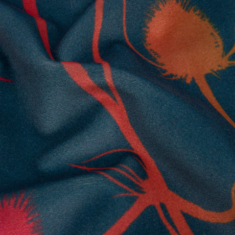Printed Polyester Velvet - Sunset Thistle Stems - British Imported