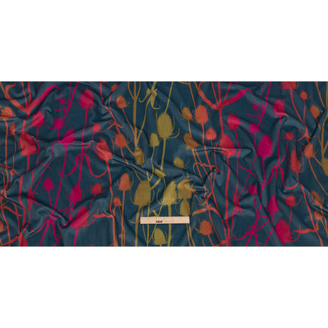 Printed Polyester Velvet - Sunset Thistle Stems - British Imported