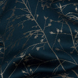 Metallic Satin-Faced Drapery Jacquard - French Navy Delicate Grasses - British Imported