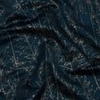 Metallic Satin-Faced Drapery Jacquard - French Navy Delicate Grasses - British Imported