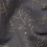 Metallic Satin-Faced Drapery Jacquard - Mole Delicate Grasses - British Imported