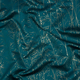 Metallic Satin-Faced Drapery Jacquard - Peacock Delicate Grasses - British Imported
