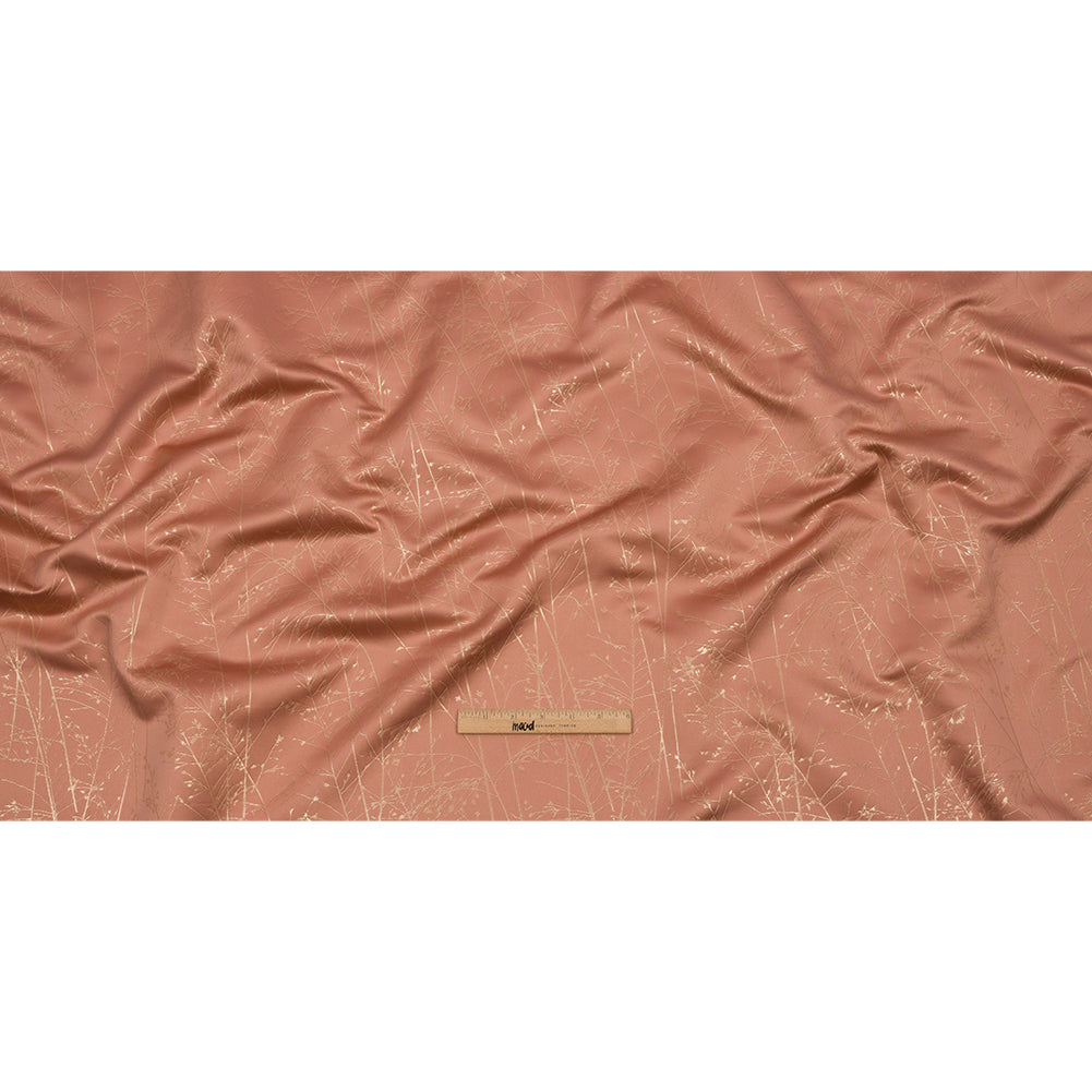 Metallic Satin-Faced Drapery Jacquard - Shell Delicate Grasses - British Imported