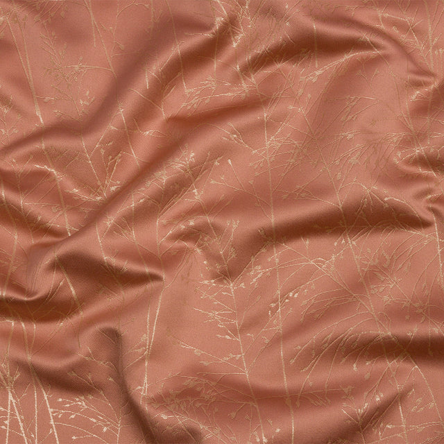 Metallic Satin-Faced Drapery Jacquard - Shell Delicate Grasses - British Imported