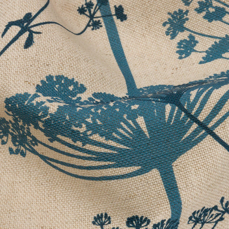 Cotton and Linen Canvas Print - Air Force Blue Chervil Silhouettes - British Imported