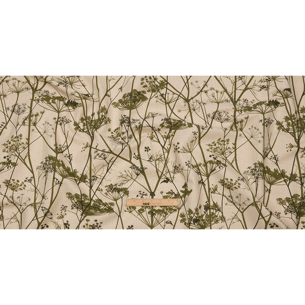 Cotton and Linen Canvas Print - Olive Chervil Silhouettes - British Imported