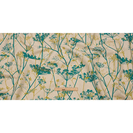 Cotton and Linen Canvas Print - Peacock Chervil Silhouettes - British Imported
